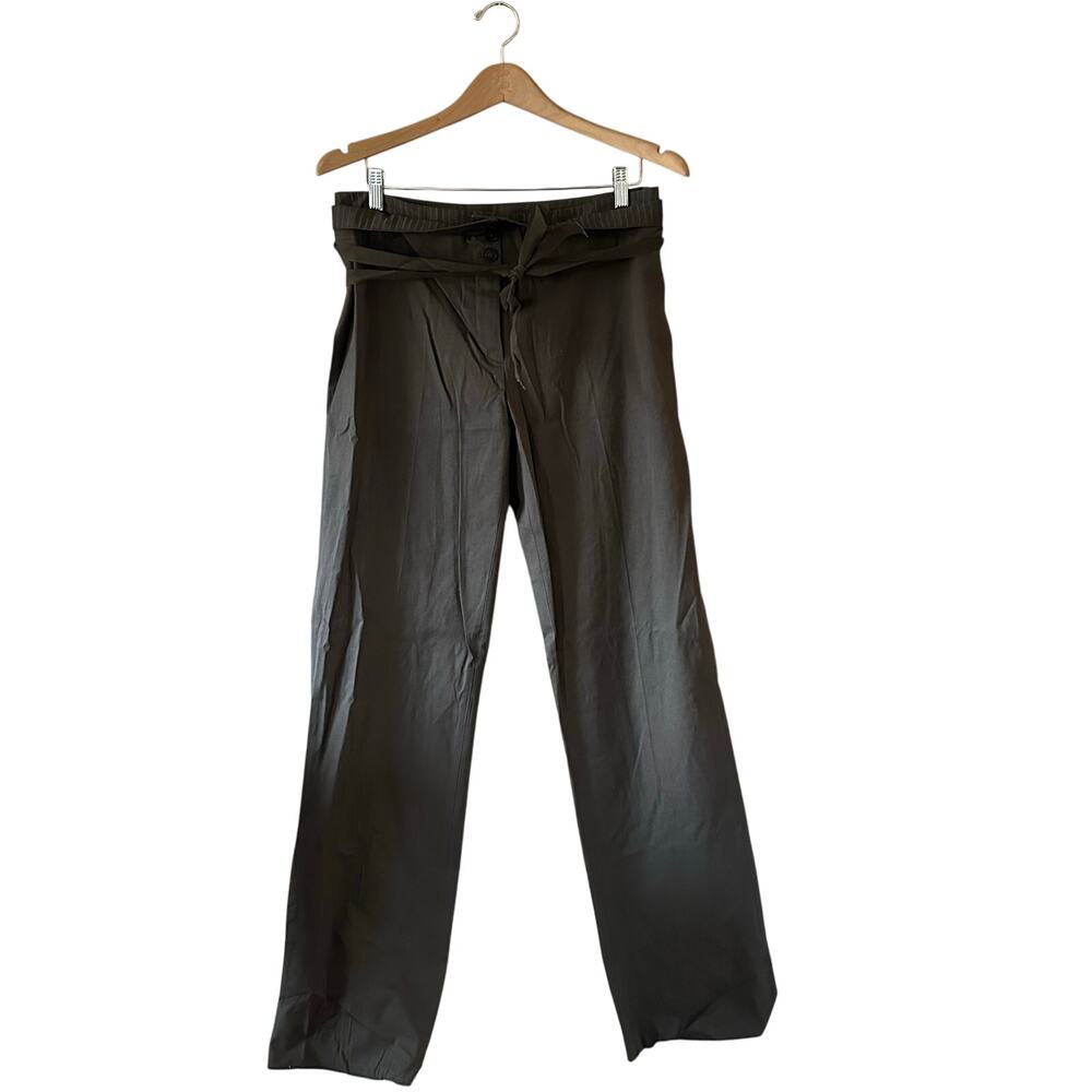 Vanessa Bruno Brown Pin Stripe Fold Over Waist Pants Size 42 NEW WITH TAGS